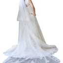 Kelaixiang 2T 2 Tiers Lace Appliqued Chapel Cathedral Bridal Veils (2 Meters)