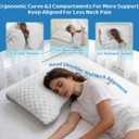 Side Sleeper Pillows for Adults - Curved Pillow with 3 Compartments for Neck Pain Relief, Adjustable Crescent Pillow Side Sleeper with Extra Shredded Memory Foam Bag and 2 Pillowcases, 19 * 29in