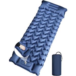 YOUXIU Camping Sleeping Pad, Extra Thickness 3'' Ultralight Inflatable Sleeping Mat with Built-in Foot Pump, Durable Compact Waterproof Camping Air Mattress for Tent,Backpacking,Hiking,Tent(Navy)