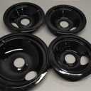 GE Stove Drip Pans | Electric Stove Burner Drip Pans | 4 Piece Set, 3-6" and 1-8" Drip Pan Kit | P119204XZ Style B Porcelain Range Replacement Stove Burner Bowls