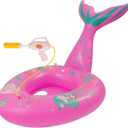 Inflatable Floating Pool Toys for Kids Pool Float Swimming Ring Beach Water Floats Shark Boat with Water Gun Inflated Ride on Float Summer Water Games Toy for Boys Girls