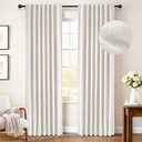INOVADAY 100% Blackout Curtains 84 Inches Length 2 Panels Set, Back Tab/Rod Pocket Linen Black Out Curtains for Bedroom, Thermal Insulated Window Drapes - Beige, W50 X L84