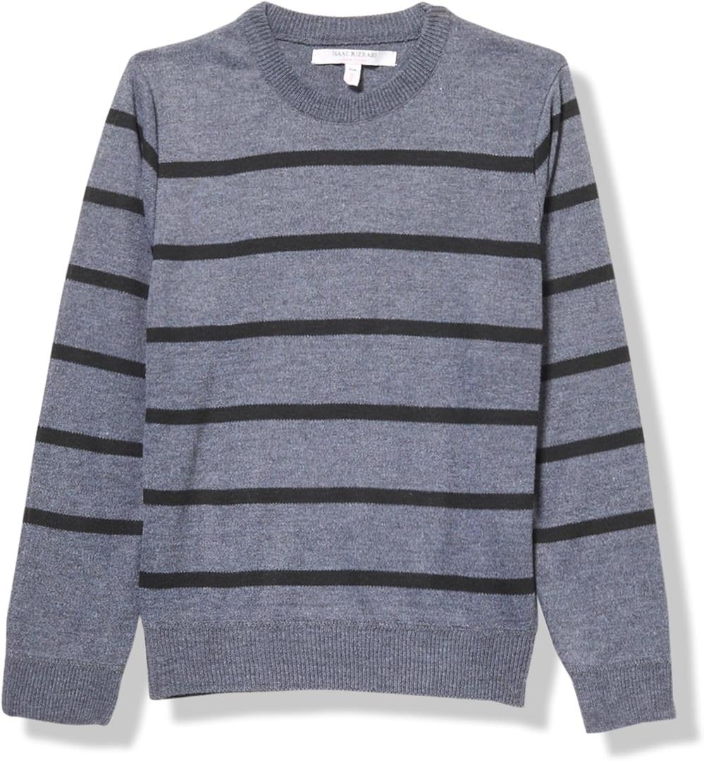 Isaac Mizrahi Horizontal Stripe Crew Neck Sweater Charcoal