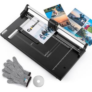 CGOLDENWALL A4 Rotary Paper Trimmer, 12 Sheets, w/Extra Blade & Gloves, for Cardstock Photo, Heavy Duty Paper Cutter for Offices Schools Crafts (14.9 Inch Cut Length)