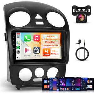 4+64G Android Car Stereo for VW Volkswagen Beetle 2004-2010, Wireless Carplay Android Auto Car Radio, 9 Touch Screen with Bluetooth Mirror Link GPS Navigation WiFi FM/RDS DSP AHD Backup Camera SWC 4+64G Android Car Stereo for VW Volkswagen Beetle 2004-2010, Wireless Carplay Android Auto Car Radio, 9 Touch Screen with Bluetooth Mirror Link GPS Navigation WiFi FM/RDS DSP AHD Backup Camera SWC