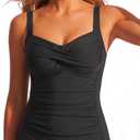 Underwire Tankini Tops for Women - Tummy Control Swim Top Only 2025 Twist Front Bathing Suit Top No Bottom, Medium, Black