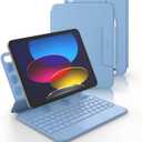 Dexnor for iPad (A16) 11th/10th Generation Case with Keyboard Ultra-Thin Magnetic Folio Keyboard Case Trackpad Pencil Holder Backlit Rechargeable for iPad A16 11" 2025/10th Gen 10.9" 2022, Light Blue