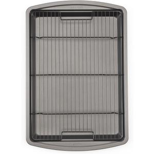 GoodCook 15 x 10.5 Nonstick Carbon Steel Baking Pan & Raised Wire Rack  Pizza Crisper, Crispy Bacon, Multipurpose Cooking Sheet Pan, Cooling Rack, Kitchen Cookware Set, Dishwasher Safe (15x10.5)