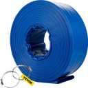 VEVOR Discharge Hose, 3" x 105', PVC Lay Flat Hose, Heavy Duty Backwash Drain Hose with Clamps, Weather-proof & Burst-proof, Ideal for Swimming Pool & Water Transfer, Blue