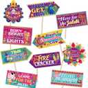 HOWAF 20 Pieces Happy Diwali Photo Props Signs, Festival of Lights Welcome Yard Sign, Diwali Party Photo Props Backdrop, Diwali Party Themed Celebration Front Door Decoration