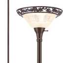 Luvkczc Torchiere Floor Lamp for Living Room - 70" Victorian Floor Lamp with with Etched Glass Shade, Vintage Standing Corner Tall Reading Light for Bedroom Office (Red Brown, Glass 1 Head)