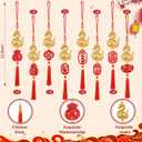 24 Pcs Chinese New Year Decor Decorations Bulk Lunar New Year 2025 Red Tassel Ornaments with Wealth Success Good Luck Hanging Decorations for Gifts Home Car Decor