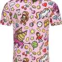 KYKU 80s Costume 90s Clothes Hawaiian Shirt for Men Button Down Shirts Short Sleeve Retro Disco Outfits (Pink, S)