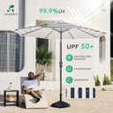 JEAREY 10FT Patio Umbrellas Outdoor Table Umbrella with Push Button Tilt and Crank, Market Umbrella 8 Sturdy Ribs UV Protection Waterproof for Pool, Garden (Black & White Stripe)