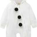 Okbebe Baby Boys Girls Halloween Thanksgiving Christmas Cartoon Snowman Costume Romper Bodysuit With Hat (White-snowman, 2T-3T)