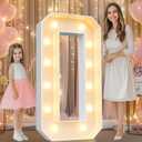 Pooqla 4 FT Marquee Light Up Letters, Marquee Letter Lights 4 Feet Tall, Giant Letter Sign Big Mosaic Letters for Balloons Birthday Party Anniversary Wedding Decorations, Warm White Letter O