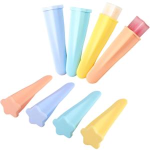 Silicone Ice Pop Molds Popsicles Molds, 8 PCS Reusable Hand Held Popsicles Makers for Kids, Multicolored Star Shaped Ice Pop Molds with Attached Lid for DIY Ice Cream Yogurt Sticks Jelly Chocolate