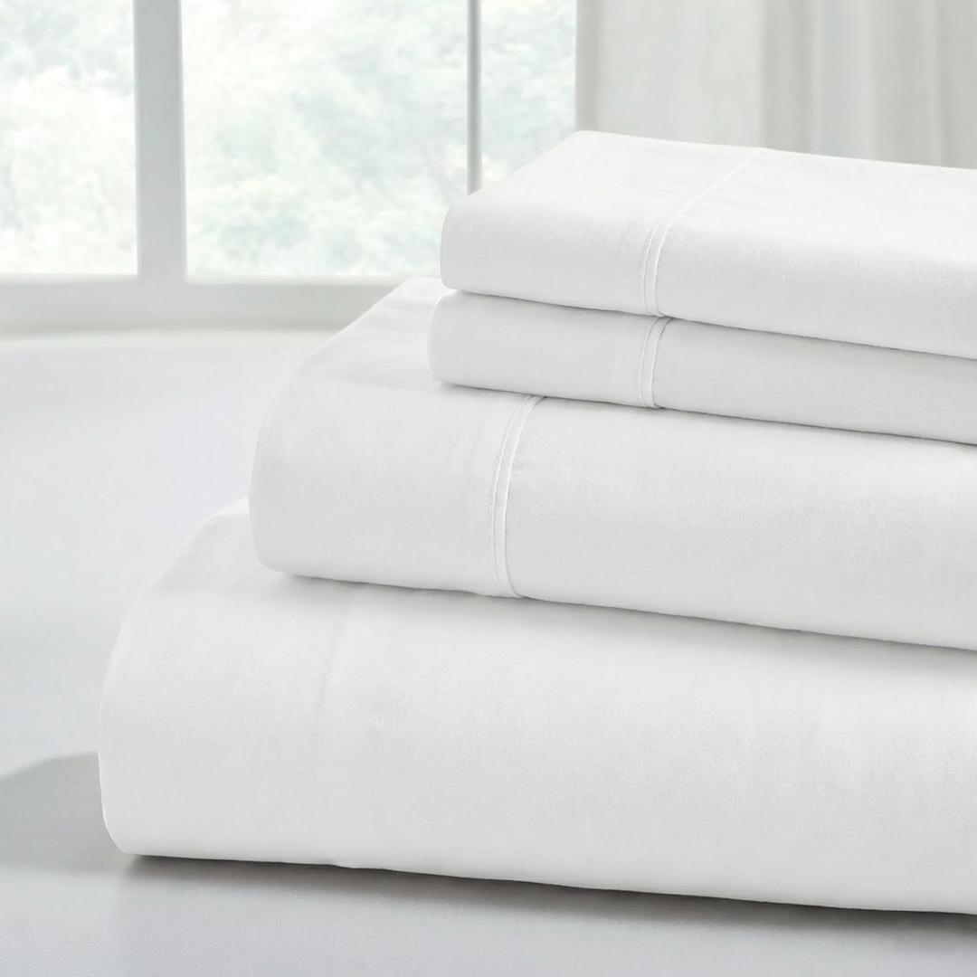 Modern Threads Soft Microfiber Solid Sheets - Luxurious Microfiber Bed Sheets - Includes Flat Sheet, Fitted Sheet with Deep Pockets, & Pillowcases White King