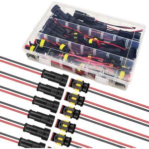 20 AWG 20 Kits 2 Pin Connector Waterproof Wire Connectors 2 Pin Automotive Electrical Connectors Quick Disconnect Wire Connectors with 20 Gauge Wire
