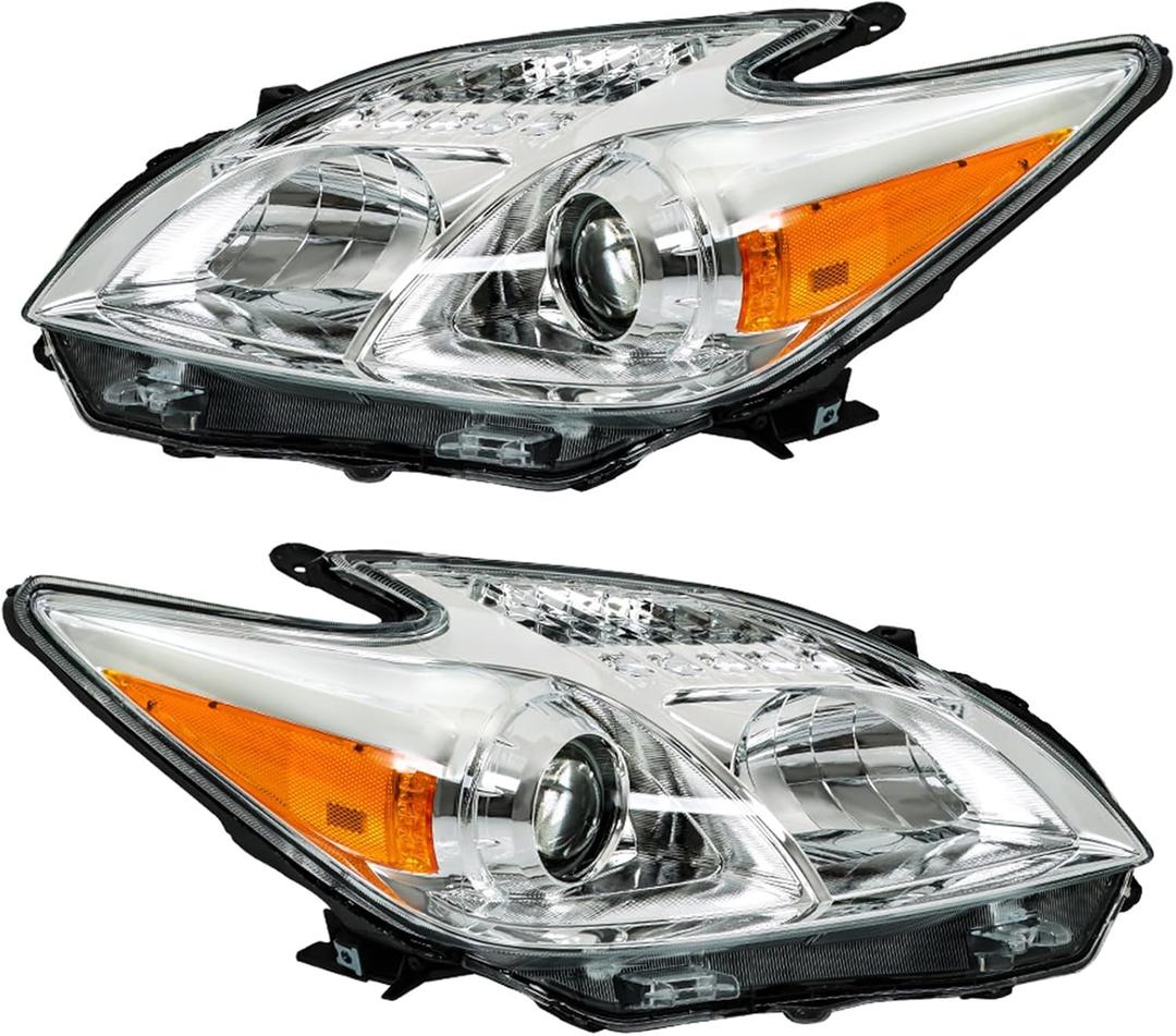 WFLNHB Replacement for Prius 2012-2015 Left and Right Sides with White Housing Headlamp Assembly 8113047520 8117047520 TO2518134C TO2519134C