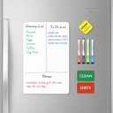 HOMiDEK Magnetic Dry Erase Board: Small Fridge Whiteboard, Flexible Refrigerator Magnet White Board, Blank Writing Note Sheet with Dishwasher Magnet Clean Dirty Sign, 4 Markers & Eraser - 12 x 8
