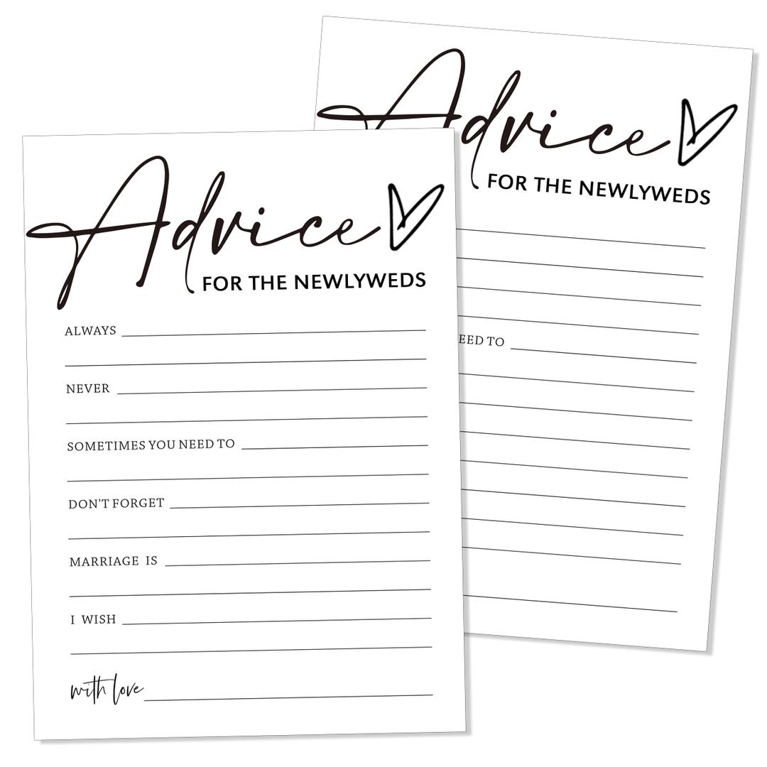 4 x Advice and Wishes Cards for the Newlyweds Mr and Mrs, Bridal Shower Games for 25 Guests Perfect 25 Pcs Minimalist Wedding Advice Cards for the Wedding Reception Decorations Bridal Shower Party - A01