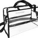 SHANY Clear PVC Water-Resistant Travel Tote Bag - Large See-Thru Bag with Adjustable Shoulder Straps and Zippered Pockets