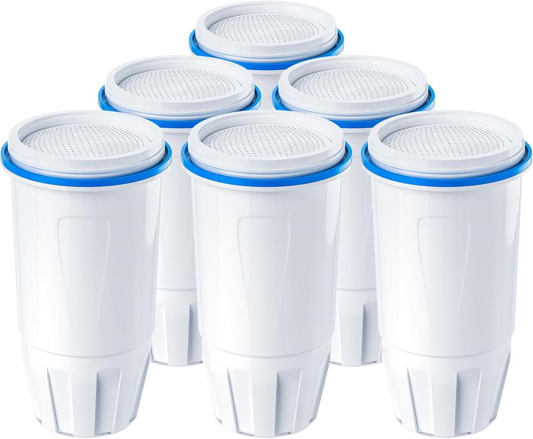 Water Filter Replacement Compatible with Zero Pitcher and Dispensers ZR-001, ZR-017, ZP-006 ZD-013, Reduces Lead,TDS, PFOA/PFOS, Chlorine and More, by NUTTUTO, Pack of 6