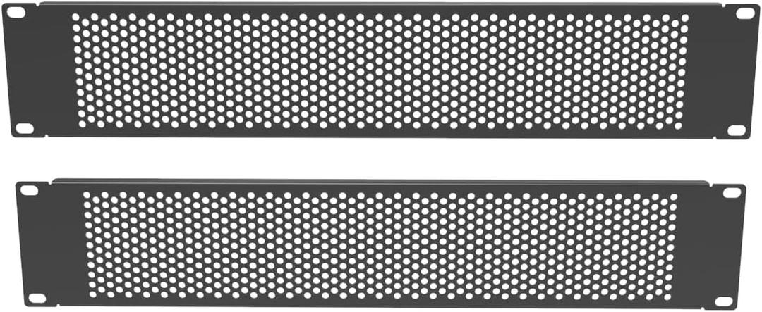 2 Pack 2U Vented Blank Panel - Metal Rack Mount Filler Panel for 19in Server Rack Cabinet or Enclosure, Black (2UVBP2PC), 19 inches x 2U x 24 inches