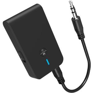 Bluetooth 5.3 Transmitter Receiver for TV and Wireless Headphones, 2-in-1 Bluetooth Adapter, Wireless Transmitter for TV, PC, MP3, Gym, Airplane Use with Any 3.5 mm Audio Jack (Black)