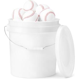 Amazon Basics Bucket of Practice Baseballs, 24 Count, Regulation Size 9-inch, Youth League