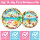 Hawaiian Flamingo Party Supplies Tableware Set - Tropical Luau Decorations Include Plates, Napkins, Cups, Cutlery, for Aloha Summer Beach Theme Party Supplies | Serves 24