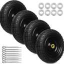 10 Inch Solid Rubber Tires, 4.10/3.50-4 Tire and Flat Free with 5/8" Bearings, 2.17" Offset Hub for GOR Garden Carts, Garden Wagon Carts, Trolleys, Hand Trucks and Utility Cart(4 Pack)