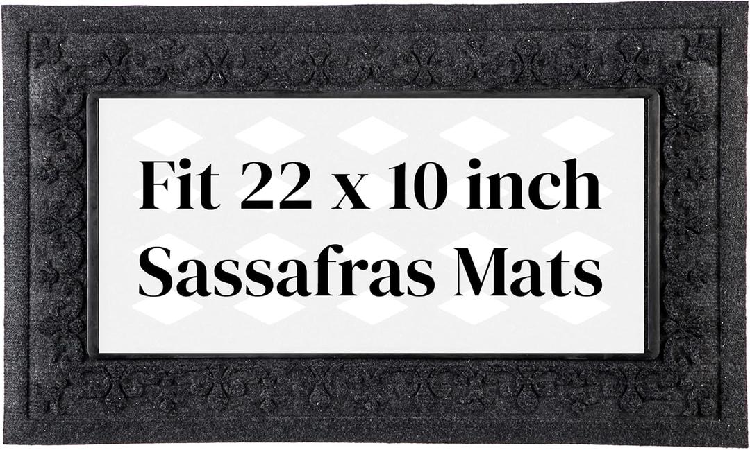 Evergreen Flag Sassafras Door Mat Tray, All-Weather Weatherproof Doormat for Indoor and Outdoor Entrance, Non-Slip Backing Entryway Front Door Mats (Fleur Scroll, 30 x 18 Inches)