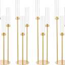 Vincidern 4pcs Gold Candelabra 3 Arm Taper Candle Holders with Acrylic Lampshade, 33.8'' Tall Candelabra Centerpiece for Table, Wedding, Party, Events Decorations, Candlestick Holders Fit LED Candles