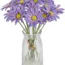 IPOPU 15pcs Daisies Artificial Flowers Faux Purple Daisies Flowers 12" Fake Wildflowers Flower Silk Flowers for Floral Arrangements Wedding Home Garden Decor (Purple)