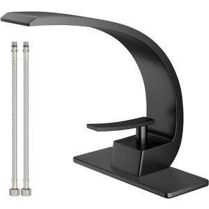 Bathroom Sink Faucet Modern Single Hole 1-Handle Faucet, Matte Black Solid Brass Faucets,Unique Bathroom faucets Mixer Tap