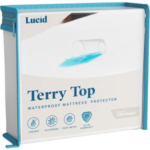 LUCID Premium Hypoallergenic 100% Waterproof Mattress Protector - Universal Fit, Cotton Terry Top,White Twin