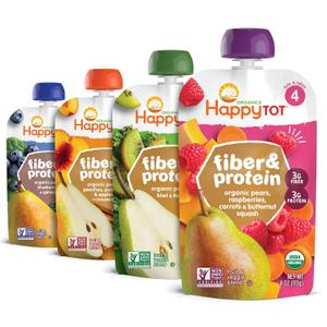Happy Tot Organics Stage 4 Baby Food Pouches, Gluten Free, Vegan Snack, Fiber & Protein Fruit & Veggie Puree, Fruit & Veggie Variety Pack, 4 Ounce (Pack of 16) (EXP 08/03/27)