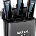 Wireless Lavalier Microphone with Noise Cancellation, 6 Hours of Battery, Wireless Mini Microphone for iPhone, Android, Record Interview, Vlogs