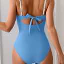 B2prity Women's Underwire One Piece Swimsuits Tummy Control Bathing Suits Push Up Swim Suit Color Block Swimwear (Blue, M)