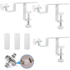Inside Integrated Blind Curtain Rod Bracket Set, 0.8-2.3 Inch Wide Track, Drill-Free Installation& Tool-Free, Includes Guide and Magnetic Curtain Buckle White 3pcs 