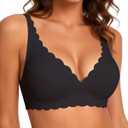 COOL CUTE Jelly Bras for Women Wireless Comfort Bralette for Women Seamless Everyday Bra Soft Support Invisible T-Shirt Bra (Black, XL)