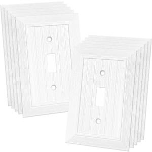 Modern Decorative Wall Plate Retro Wood Grain design Switch Cover Outlet Cover for Light Switch, Smart Switch, Dimmer, GFCI, USB Outlet (10 Pack, Single Toggle)
