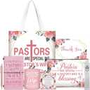 8 Pcs Pastor's Wife Appreciation Gifts Set for Mother's Day Includes Leather Journal Pen Handbag Makeup Bag Mug Natural Stone Bracelet Bookmark Christian Faith Religious Gifts Thank You Gift