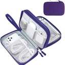 FYY Electronic Organizer, Large Travel Cable Organizer Bag Pouch Electronic Accessories Carry Case Portable Waterproof Double Layers All-in-One Storage Bag for Cable, Cord, Charger, Purple