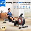 MERACH Rowing Machines for Home, Magnetic Rowing Machine with 16 Levels, Rower Machine of Quiet Resistance, Dual Slide Rail with Max 350lbs Weight Capacity, App Compatible