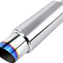 EVIL ENERGY 2.25" Exhaust Muffler, 2.25" Inlet (OD) 3" Outlet Stainless Steel Universal Straight Through N1 Style Burnt Exhaust Tip, Deep Tone for Modern Trucks, Muscle Cars & Daily Drivers