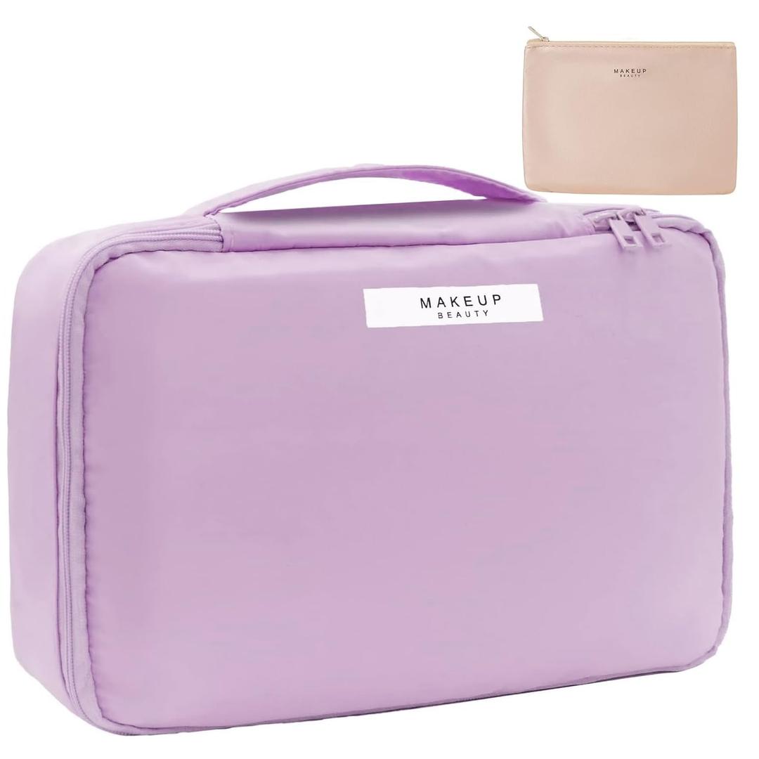 Travel Makeup Bag Cosmetic Bag Makeup Bag Toiletry bag for women and men (Purple)