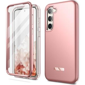 SURITCH for Samsung Galaxy S23 Plus Case, [Built-in Screen Protector] [Dual-Layer Protection ] Full Protection Shockproof Rugged Bumper Phone Cover for Samsung S23 Plus 6.6 Inch - Rose Gold